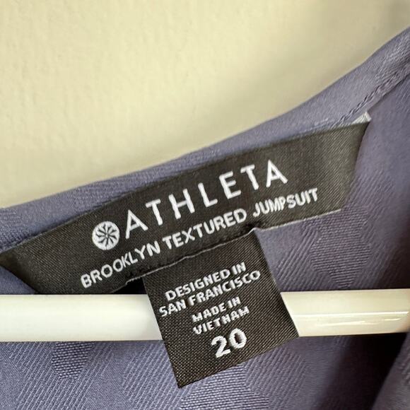 Athleta Brooklyn Textured Jumpsuit Sz 20 Medieval Violet Sleeveless Athleisure - Picture 5 of 12